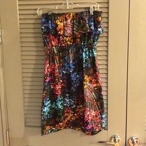 Strapless floral print stress